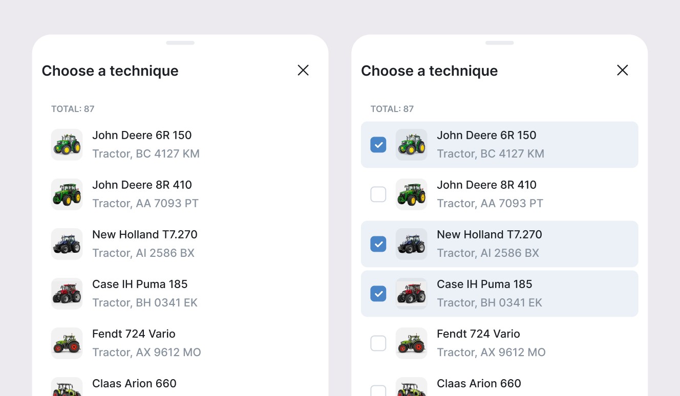 Choose a technique: view list and multi-select list