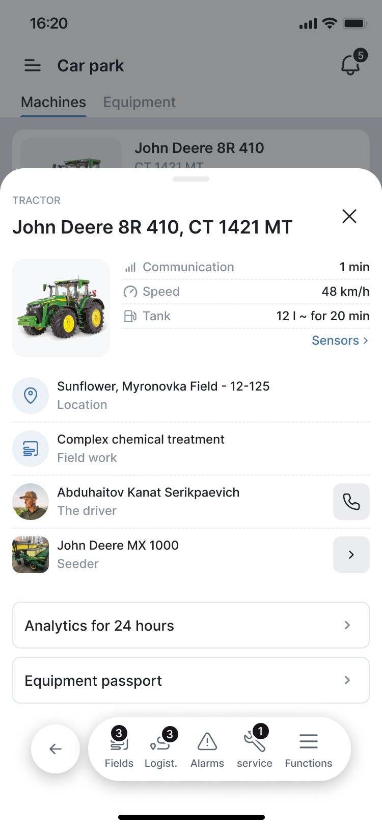 Tractor details