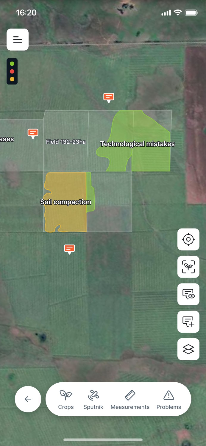 Current map with problem zones